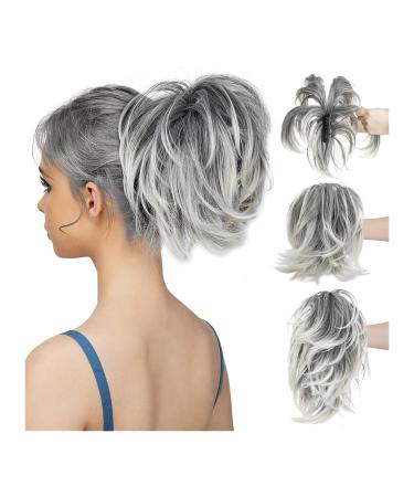 Ponytail Extensions Fake Blonde Hair False Pigtail for Women Synthetic Claw Clip In Ponytail Hair Extensions Diy Hairpiece Hair Bun for Women(1B 171T60)