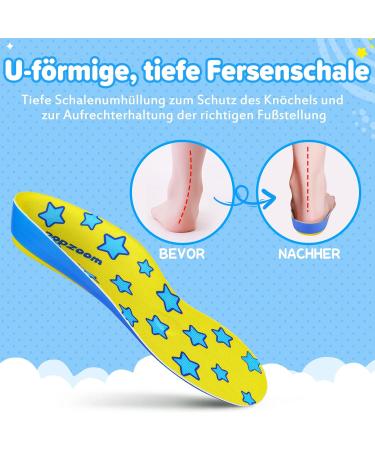 Popzoom Children's Orthopedic Shoes for Flat Feet | Inserts for Plantar Fasciitis & Overpronation - Blue M (EU27-29) - 205mm - Buy Online on GoSupps.com