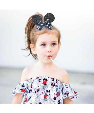 Qearl Glitter Mouse Ears Hair Clips - 6 Pieces, Alligator Clips, Hair Bows for Toddlers Girls - Theme Park Party Accessories - Buy Online on GoSupps.com