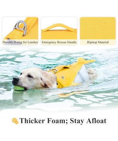 Vivaglory Dog Swimming Vest for Small & Medium Dogs - Adjustable Easy to Remove Yellow (L: 66-79 cm) - Buy Online on GoSupps.com
