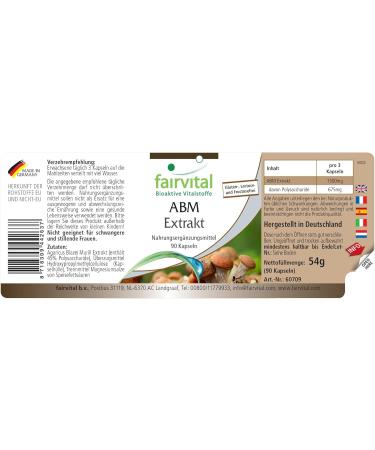 Fairvital | ABM 500mg - Agaricus Blazei Extract - VEGAN - 90 capsules - 45% polysaccharides - Buy Online on GoSupps.com