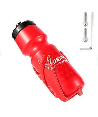 GEMFUL Cycling Water Bottle Cage Lightweight with 24 Ounce Bike Bottle Combo Red