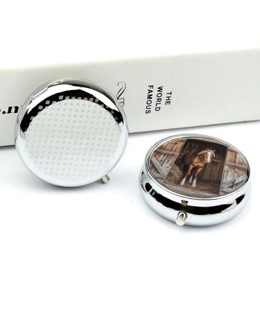 Travel Pill Box with 3 Compartments - Portable Medicine Organizer for Purse & Pocket - Straw & Horse Print - Buy Online on GoSupps.com