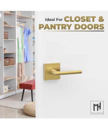 Modern Satin Brass Door Lever | One-Sided Turnable Handle for Cupboard & French Doors | Universal Fit Left or Right-Handed | 1 Pack - Buy Online on GoSupps.com