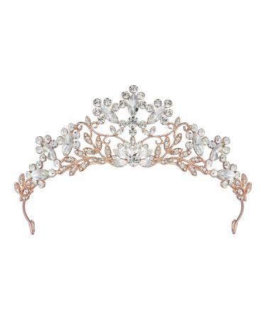 SWEETV Rose Gold Wedding Tiara for Bride  Crystal Tiaras and Crowns for Women  Princess Tiara Costume Crown for Birthday Party Prom Style 2
