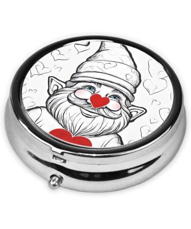Cute Gnome Mini Round Pill Box | 3 Compartment Portable Organizer for Travel Home & Office - Buy Online on GoSupps.com