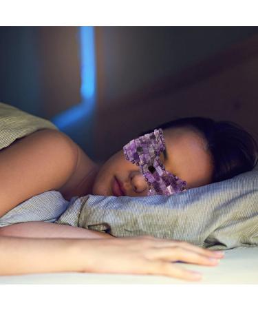 FRCOLOR Jade Eye Mask - Cooling Gel Eye Cover & Blackout Blindfold for Sleep | Reusable Silk Eye Mask for Bedtime & Office - Amethyst Purple 19.2x7.5cm - Buy Online on GoSupps.com