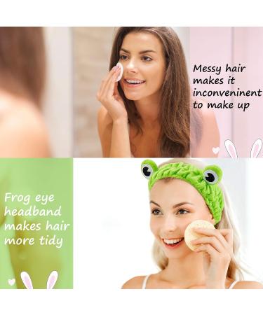 Cute Frog Headband Set for Girls and Women - 3 Pieces Funny Green Headbands for Face Washing, Shower, Spa, Yoga - Elastic Turban Hair Wrap - Buy Online on GoSupps.com