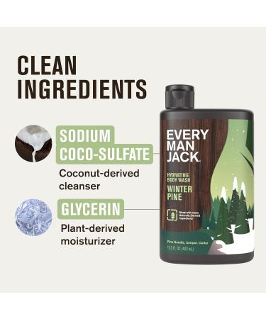Every Man Jack Hydrating Body Wash - Winter Pine - Deeply Clean with Glycerin + Naturally Derived Ingredients - 13.5 oz (2 Pack) - Buy Online on GoSupps.com