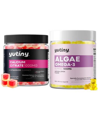 Calcium Citrate Filled Vegan Omega 3 Gummies for Women Calcium Citrate 1000mg with Algae Omega 3 1000mg