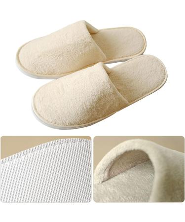 Fiyson 5 Pair Disposable Slippers - Hotel & Travel Slipproof Coral Fleece Closed Toe - Fluffy Beige Slippers for Home & Guests (38 EU) - Buy Online on GoSupps.com