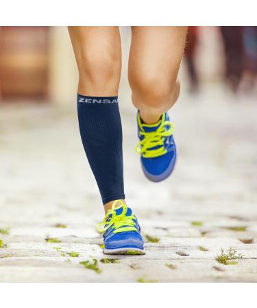 Zensah Calf/Shin Compression Sleeve - USA Made Single Leg Support for Shin Splint Relief | Small-Medium Black Compression Sleeve for Running & Recovery - Buy Online on GoSupps.com
