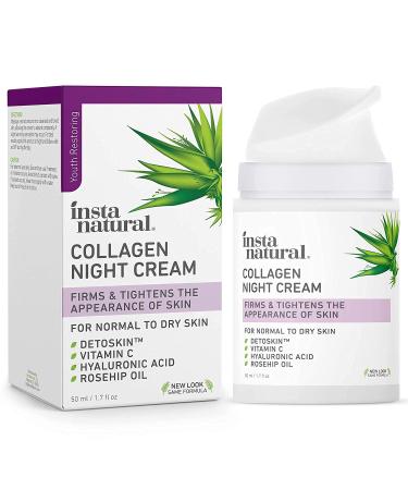 InstaNatural Collagen Night Cream 1.7 fl oz - Anti-Aging Moisturizer for Youthful Skin - Buy Online on GoSupps.com