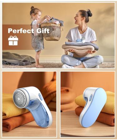 Fabric Shaver & Lint Remover for Clothes - Quick & Effective Sweater Shaver with Stainless Steel Blades (Blue & White) - International Shipping Available - Buy Online on GoSupps.com