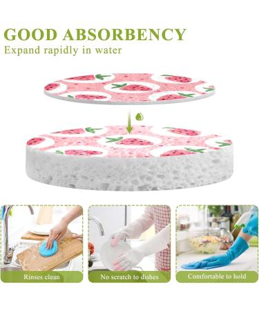3-Pack Cleaning Kitchen Sponges Oval Seamless Strawberry Kitchen Cellulose Dishwashing Wood Pulp Cotton - Buy Online on GoSupps.com