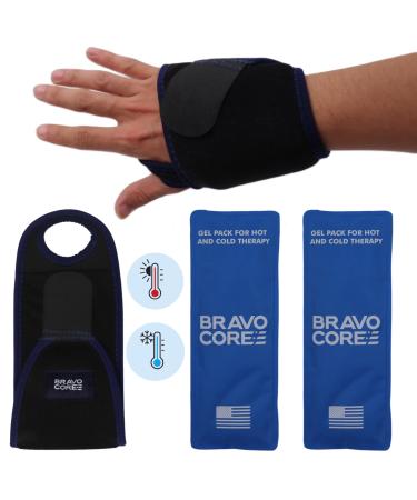 Bravo Core Wrist Ice Pack Wrap for Wrist Pain Relief Compression Brace and hot Cold Therapy Gel Packs Suitable for sprains Arthritis and Carpal Tunnel