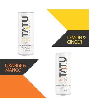 TATU Ready-To-Drink Protein Infused Water - Lemon Ginger 4 Pack | 15g Whey Protein Isolate 0g Sugar 60 Calories - Gluten & Lactose Free - Buy Online on GoSupps.com