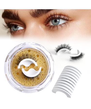 2 Pairs Self Adhesive Eyelashes with 10PCS Lash Glue Replacement Self-adhesive Strips Reusable Eyelashes without Eyeliner and Glue Waterproof False Eyelashes Two Types Natural Look for Make up