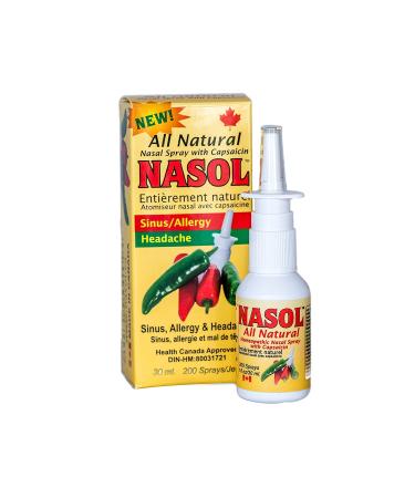 Nasol Nasal Sinus Spray 1oz/30 ml - Relief from Sinus Pressure Headaches Nasal and Sinus Congestion Relief Begins Almost Instantly!