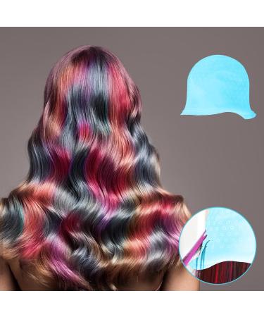 Silicone Highlight Cap Kit Hair Dye Cap with Hook Needles Hair Dye Comb and Earmuffs Streaking Cap Hair Highlighting Cap and Hook Kit Hairdressing Dyeing Staining Tools for Women Men - Buy Online on GoSupps.com