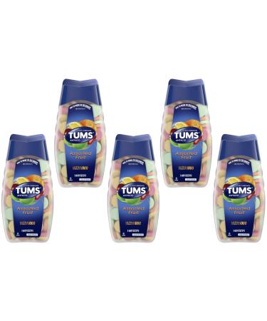 TUMS Antacid Calcium Carbonate Assorted Fruit Chewable Tablets Ultra Strength 1000 160 Count (Pack of 5)