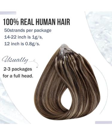 Hetto Microring Extensions - Real Hair Balayage Dark Brown with Red Blonde #P4/27 50cm 50g - Premium Remy Hair Extensions - Buy Online on GoSupps.com