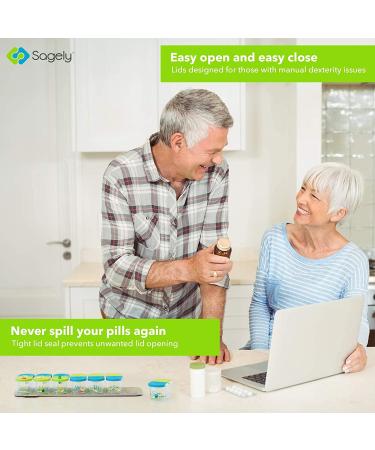 Sagely Smart XL Weekly Pill Organizer - AM/PM Twice a Day Pill Box with Free Reminder App - 7 Day Travel Containers - Blue/Green - Buy Online on GoSupps.com