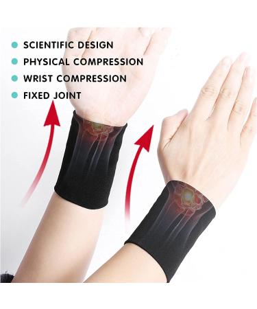 Compression Wrist Sleeves Brace for Men & Women - 2 Pairs | Tennis, Tendonitis, Carpal Tunnel Support | Medium Black Wrist Wraps - Buy Online on GoSupps.com
