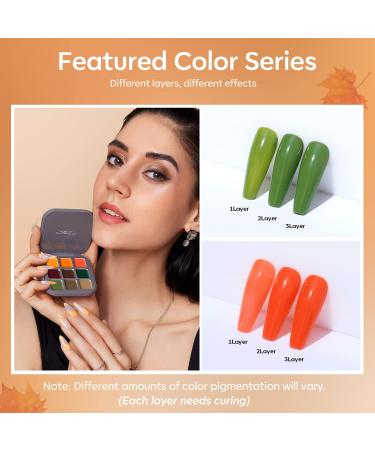 Modelones Fall Gel Nail Polish Set - 9 Colors Orange Green Yellow Solid Gel Polish Brown Red Pudding Gel | Upgraded Crme Manicure Palette | Soak Off LED Nail Art Kit | Salon Quality DIY with Pro Nail Brush - Urban City - Buy Online on GoSupps.com