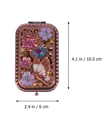 Vintage Pocket Mirror | Retro Butterfly Crystal Compact Makeup Mirror - Double-Sided & Portable for On-the-Go Beauty - Buy Online on GoSupps.com