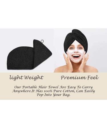 Luxury Brooklyn Linen Hair Towel Wrap 11x25 Inch 1 Pack - Absorbent & Quick Dry Hair Turban Cap for Curly Long Hair - Black - Buy Online on GoSupps.com