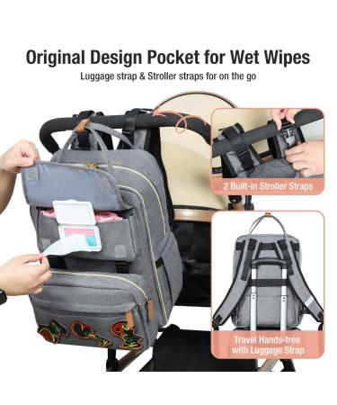 Buy Tonyeee Personalized Diaper Backpack | Stylish Travel Baby Bag with Removable Cross Body Bottle - Gray - Buy Online on GoSupps.com