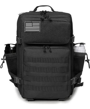 QT&QY Military Tactical Backpack 45L - Large 3 Day Bug Out Bag for Men | Molle Daypack for Hiking & Camping with Bottle Holder - Black - Buy Online on GoSupps.com