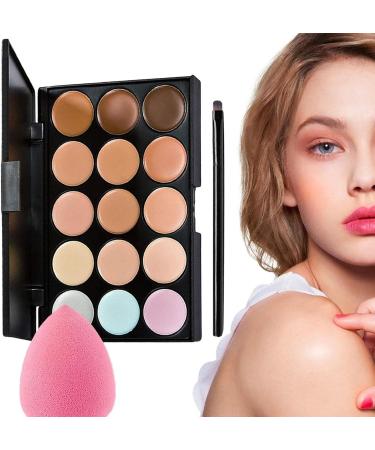 REMEK Cream Concealers Pure Full Coverage Cosmetic Cream Makeup Kit | Makeup Concealer 15 Colours and 1 Makeup Brushes and 1 Puff Egg - Buy Online on GoSupps.com