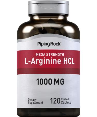 Piping Rock L-Arginine HCl 1000mg | 120 Caplets | Supplement for Men and Women | Mega Strength | Vegetarian Non-GMO Gluten Free
