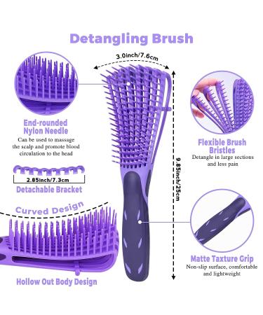 Detangling Brush Rat Tail Combs Wide Tooth Set - 8PCS | For Natural, Curly, Wavy Hair | Wet & Dry Hair Detangler with Clips for Men, Women, Kids - Buy Online on GoSupps.com