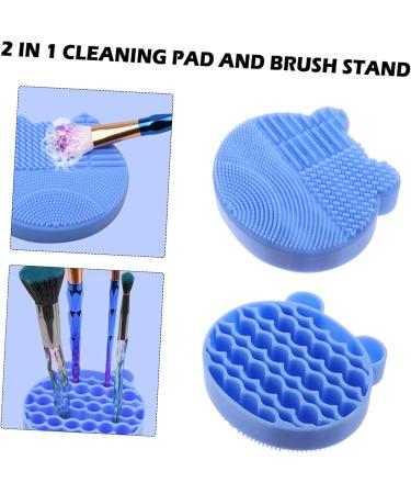 FRCOLOR Silicone Scrubbers 2 1 Makeup Brush Holder Silicone Facial Scrubber Brush Scrubber Cosmetic Brush Cleaning Mat Makeup Cleaner Mat Makeup Brush Drying Holder Silica Gel Bracket 11x10cm Blue - Buy Online on GoSupps.com