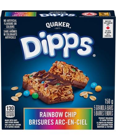 Quaker Dipps Granola Bars - Rainbow Chip Multi-Pack 5 Bars 150g (Pack of 12) - Buy Online on GoSupps.com