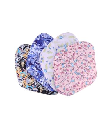 Period Pads 4pcs Feminine Pads Reusable Feminine Cloth Cotton Napkins Washable Pads Washable Napkins Washable Menstrual Napkins Bamboo Charcoal Menstrual Pad Panties Feminine Pads