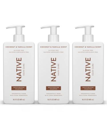 Native - Shampooing Femme et Homme - Parfum Naturel - Odeur Coco et Vanille - Shampoing Hydratant - Donne aux Cheveux Secs un clat Doux et Sain (3 Pack 487 ml)