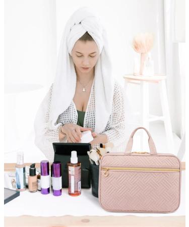 LOVEVOOK Waterproof Hanging Travel Toiletry Bag for Women - Pink Cosmetic Organizer with Hook - Buy Online on GoSupps.com