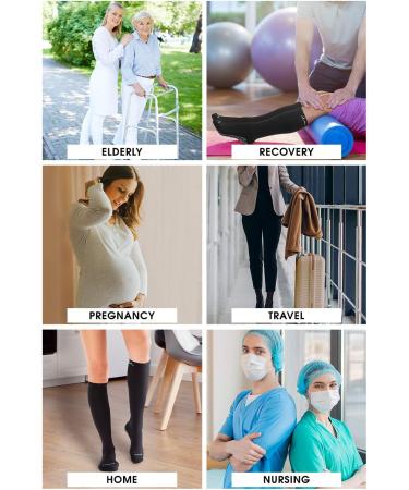 Premium La Active Compression Stockings 15-20 mmHg - Anti-Slip Knee Support Socks for Travel Sports & Pregnancy - Unisex Available in Black & Blue (36-41) - 1 Pair - Buy Online on GoSupps.com