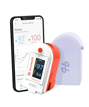 SonoHealth DocPro 7000BT - Professional Grade Fingertip Oximeter - Blood Oxygen Saturation Monitor, Heart Rate Monitor - Data Recording, Tech-Friendly Pulse Oximeter - Bluetooth-Enabled - Lifetime Mobile App Access