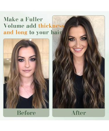 Benehair Clip in Human Hair Extensions Natural Real Hair Clip in 8Inches 40g Hair Extensions Clip In One Piece 5 Clips Human Hair Extension with Clip for Women Medium Brown Mixed Dark Blonde #4P27 - Buy Online on GoSupps.com