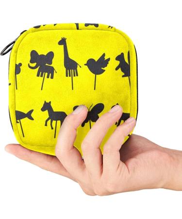 Animal Shadow Puppet Sanitary Napkin Storage Bag | First Period Pads Holder for Girls | Portable Tampons Case | Travel Makeup Bag for Women | Large Capacity Multicoloured 01 - Buy Online on GoSupps.com