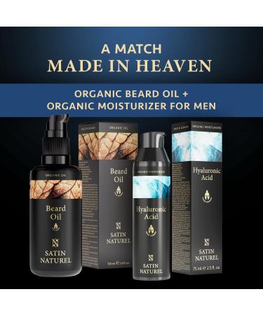 Organic Beard Oil for Men - 100ml Vegan Care Product with Argan, Almond Oil & Vitamin E - Promotes Beard Growth - Ideal Daily Beard Care Gift - By Satin Naturel - Buy Online on GoSupps.com