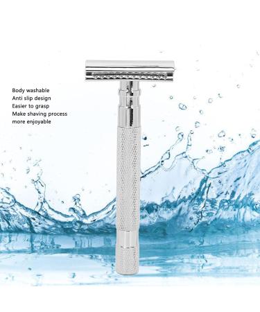 Double Edge Reusable Security Razor - Manual Zinc Alloy for Wet Shaving | Barber Quality (Silver) - Buy Online on GoSupps.com