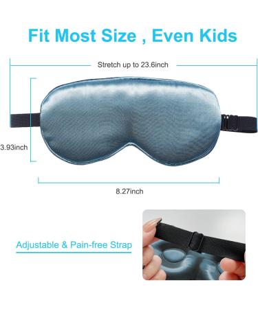 22 Momme Mulberry Silk Sleep Mask - 3D Contoured Eye Mask for Sleep & Travel | Adjustable Soft Blindfold for Men & Women (Gray - Buy Online on GoSupps.com