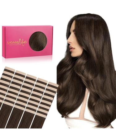 If-of-hearted tape extensions real hair 40PCs 100g 55cm 22 inch chocolate brown hair extension real hair extensions invisible tape in extensions real hair extensions silky straight skin weft tape in 55cm-100g #4 chocolate brown