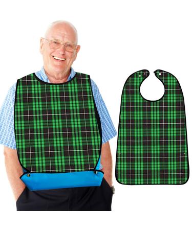 Adult Bibs for Men Waterproof Bibs with Crumb Catcher Washable Dining Bibs for Elderly Reusable Clothing Protector Adult Bibs for Eating